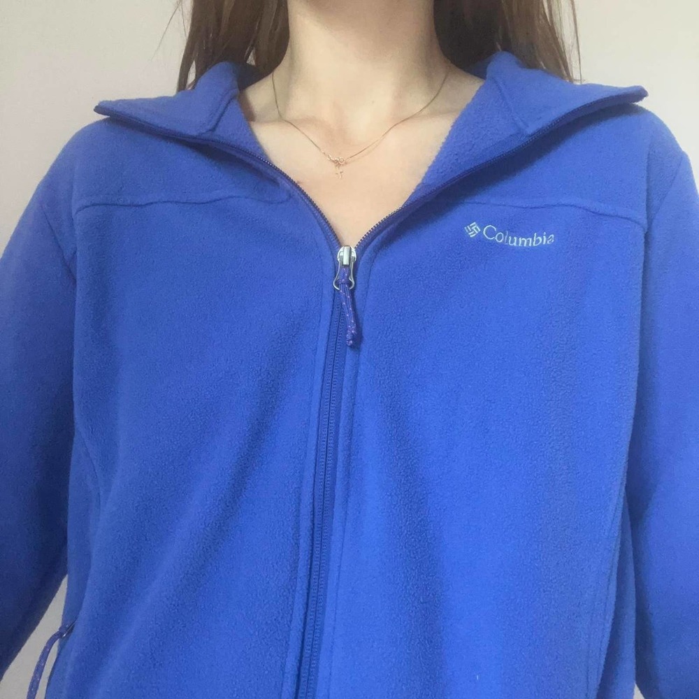 deep blue columbia zip up fleece